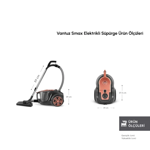 Karaca Vantuz Smax Geniş Toz Hazneli Elektrikli Süpürge Copper 2.8L