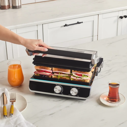 Karaca Nova Grill 6 Dilim Kapasiteli Inox Gövdeli Zaman Ayarlı Izgara ve Tost Makinesi 2000W