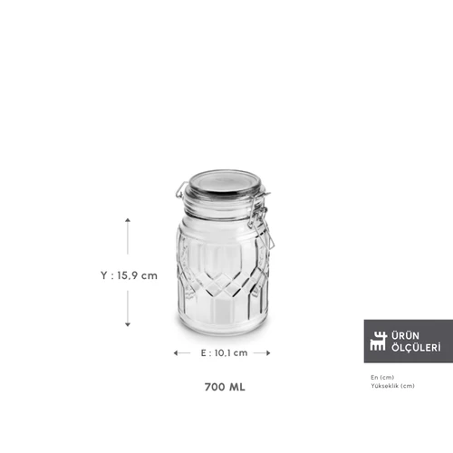 Karaca Storica Kilit Kapaklı Cam Kavanoz 700 ml 