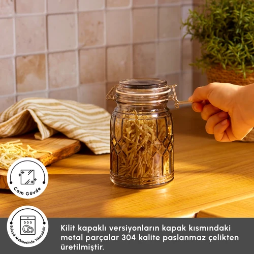 Karaca Storica Kilit Kapaklı Cam Kavanoz 700 ml 