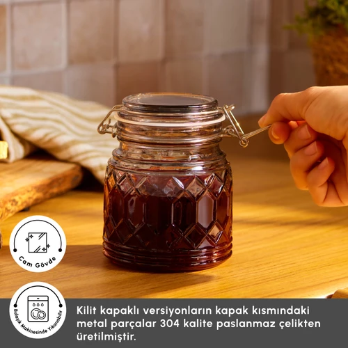 Karaca Storica Kilit Kapaklı Cam Kavanoz 500 ml 