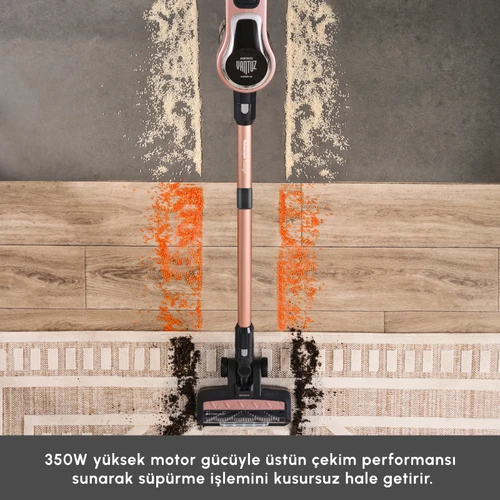 Karaca Vantuz Power Up Telescopic Uzunluğu Ayarlanabilir Dikey Süpürge Rosegold