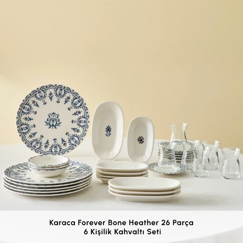 Karaca Forever Bone Heather 26 Parça 6 Kişilik Kahvaltı Seti