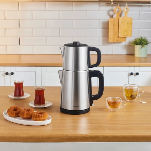 Karaca TeaBig XL 35 Çay Bardağı Kapasiteli 2 in 1 Çelik Çay Makinesi ve Su Isıtıcı Inox