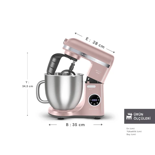 Karaca Mastermaid Chef Ultra D2000W Dijital Ekranlı Hamur Yoğurma Makinesi Rosegold 7L