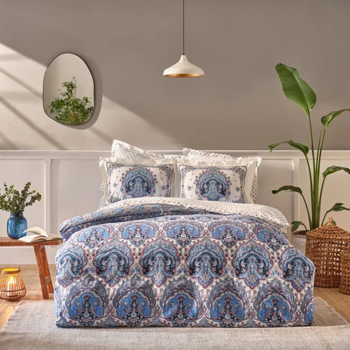 Karaca Home Maisha Mavi Çift Kişilik %100 Pamuk Nevresim Takımı