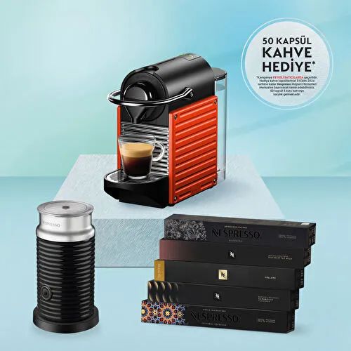 Nespresso C66R Pixie Kırmızı Kahve Makinesi ve Süt Köpürtücü Aksesuar