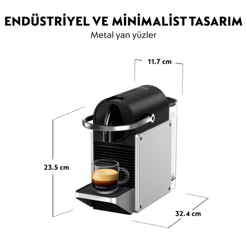 Nespresso D62 Pixie Gümüş Kahve Makinesi