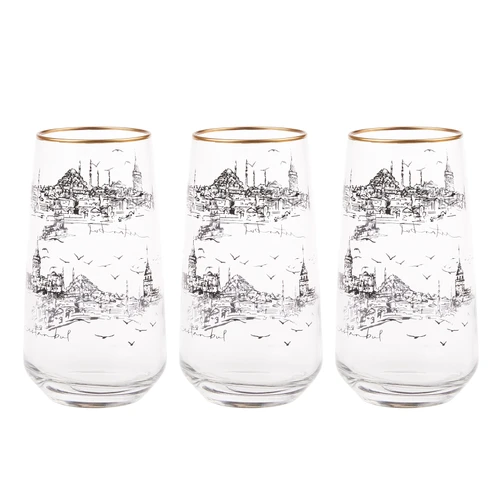Emsan İstanbul Desen Meşrubat Bardağı 3lü Set