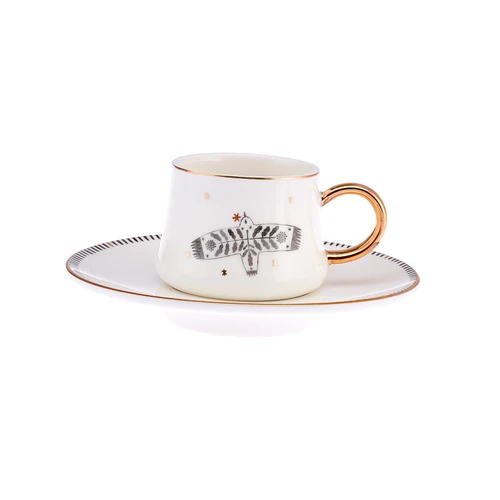 Emsan Artisan Bird New Bone 2 Kişilik Kahve Fincan Takımı 90 ml