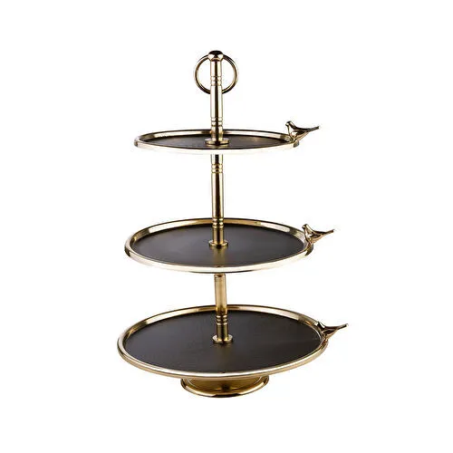 Karaca Black Birdy 3 Katlı Servislik 45 cm 