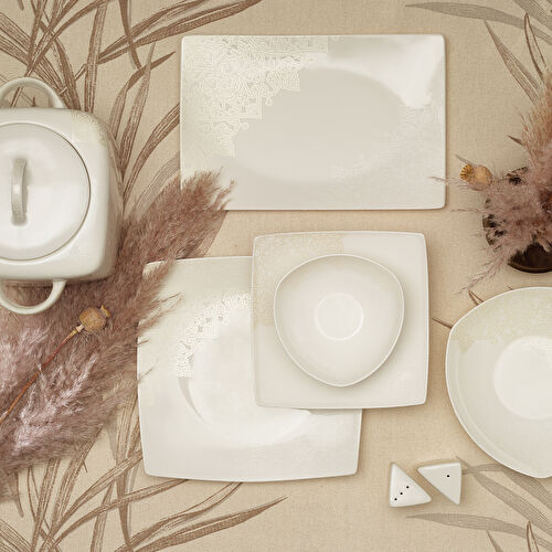 Karaca Square Bone Seha 60 Parça 12 Kişilik Yemek Takımı