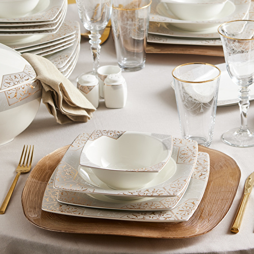 Karaca Rhona Gold Cream 60 Parça 12 Kişilik Yemek Takımı Karaca Rhona Gold Cream 60 Parça 12 Kişilik Yemek Takımı