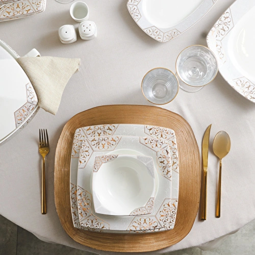 Karaca Rhona Gold Cream 60 Parça 12 Kişilik Yemek Takımı Karaca Rhona Gold Cream 60 Parça 12 Kişilik Yemek Takımı