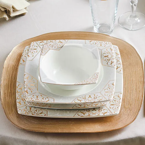 Karaca Rhona Gold Cream 60 Parça 12 Kişilik Yemek Takımı