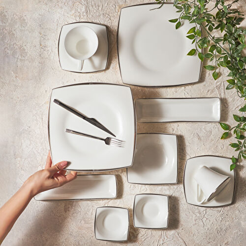 Karaca Fine Pearl Agate 26 Parça 6 Kişilik İnci Kahvaltı/Servis Takımı Platin