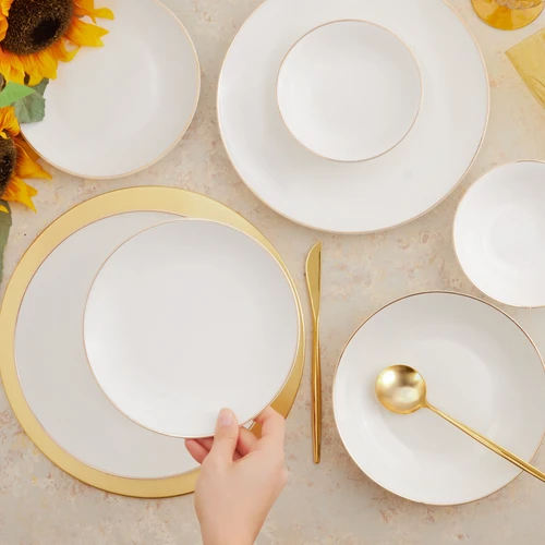 Karaca Elegance Bone Alicia 24 Parça 6 Kişilik Yemek Takımı Gold