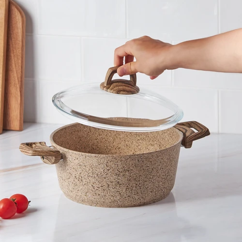 Karaca Biogranit Wood Silver Tencere 24 Cm Kahverengi