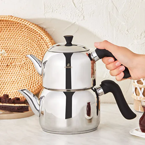 Karaca Edena İndüksiyon Tabanlı Midi Çaydanlık Takımı Karaca Edena İndüksiyon Tabanlı Midi Çaydanlık Takımı