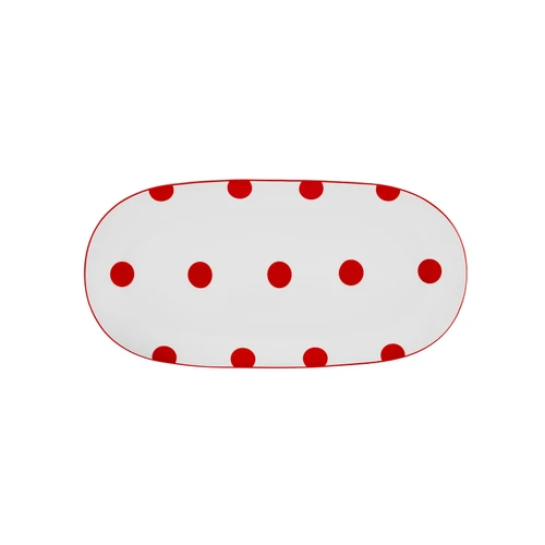 Karaca Polka Dot Porselen Beyaz Kayık Tabak 26 cm