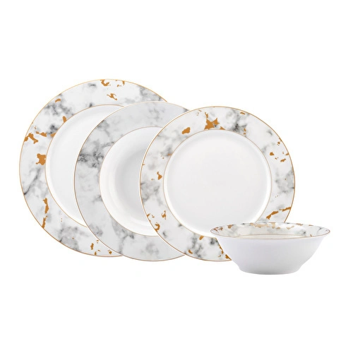 Karaca Forever Bone Marble 24 Parça 6 Kişilik Yemek Takımı
