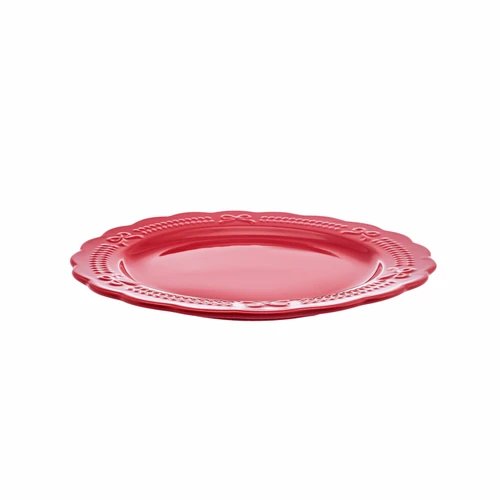Karaca New Year Yılbaşı Rölyefli Pasta Tabağı 21 Cm Kırmızı
