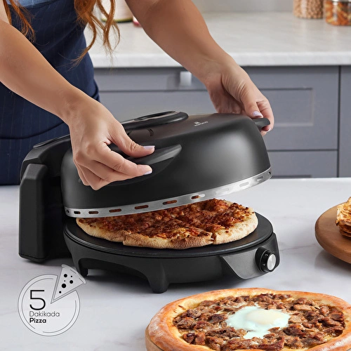 Karaca Gastro 10 in 1 Pizza Pide Lahmacun ve Tandır Ekmeği Makinesi Biodiamond Matte Black