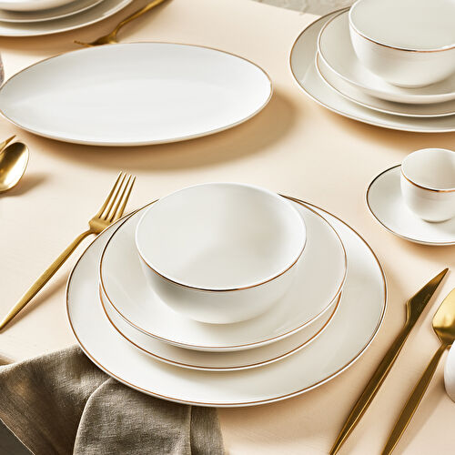 Karaca Elegance Bone Epsilon 76 Parça 12 Kişilik Yemek Takımı Gold
