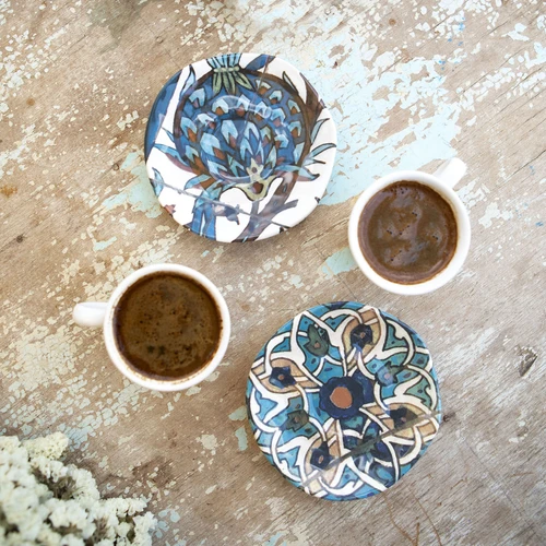 Karaca x Refika'dan Naturalist Çini Desenli 2 Kişilik Kahve Fincan Takımı