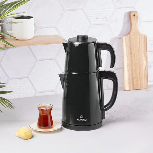 Karaca Gastro Dem 2 in 1 Çelik Inox Çay Makinesi ve Su Isıtıcı Shiny Black