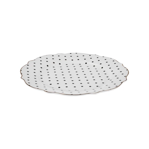 Karaca New Romantic Puantiyeli Pasta Tabağı 21 cm Siyah 