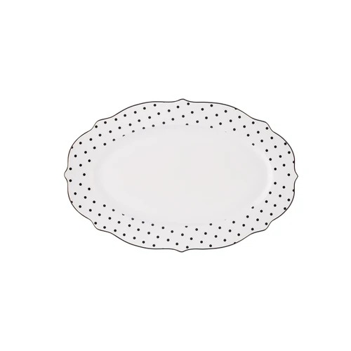 Karaca New Romantic Puantiyeli Kayık Tabak 30 cm Siyah 