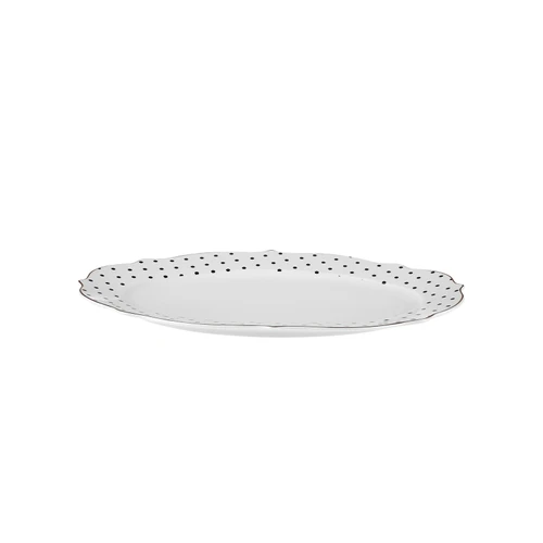 Karaca New Romantic Puantiyeli Kayık Tabak 30 cm Siyah 
