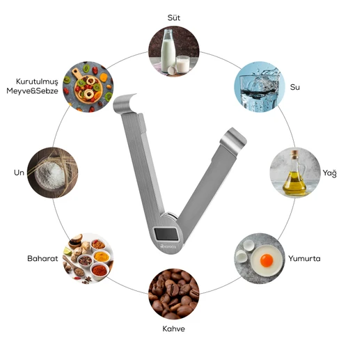 Karaca Gastro Scale 1001 Ekranlı Inox Mutfak Tartısı 5kg Kapasite