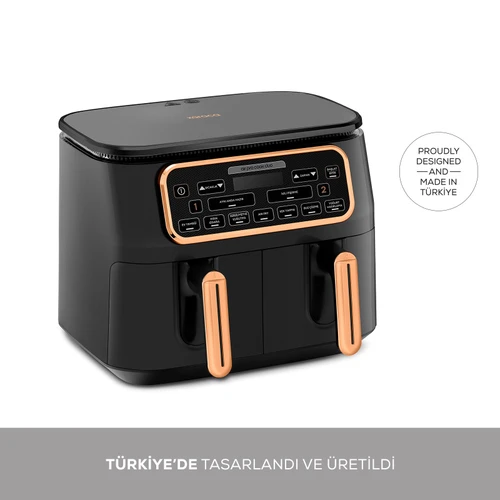 Karaca Air Pro Cook Duo Ev Yemeği XXXL 8 Litre Airfryer Black Copper 8 Kişilik