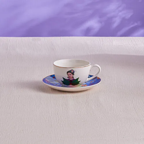 Karaca Frida Çay Fincanı Ve Tabağı Mavi 220 Ml