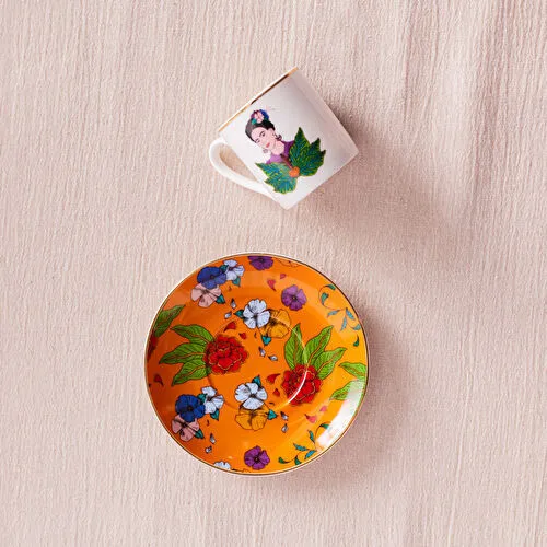 Karaca Frida Kahve Fincanı Ve Tabağı Turuncu 90 Ml Karaca Frida Kahve Fincanı Ve Tabağı Turuncu 90 Ml