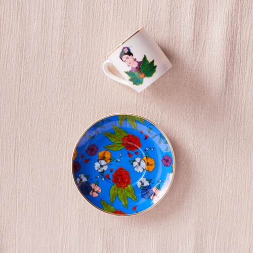 Karaca Frida Kahve Fincanı Ve Tabağı Mavi 90 Ml