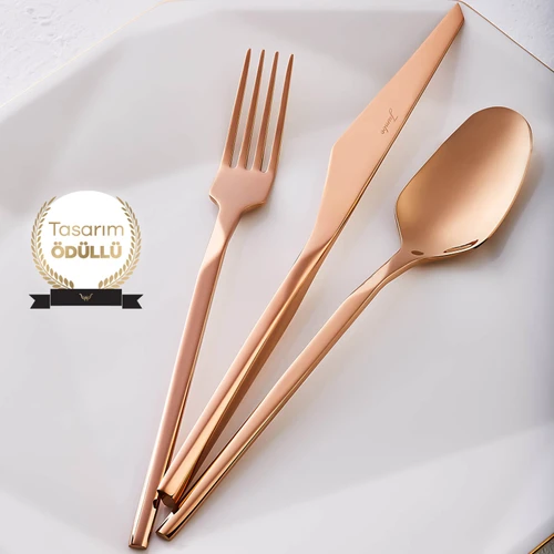 Jumbo 5100 Quartz 84 Parça 12 Kişilik Çatal Kaşık Bıçak Takımı Titanyum Bronz