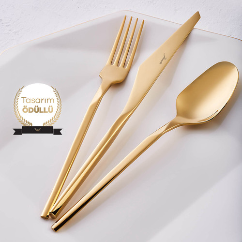 Jumbo 5100 Quartz Titanyum Gold 84 Parça 12 Kişilik Çatal Kaşık Bıçak Seti