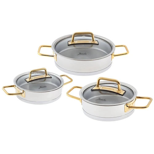 Jumbo Assos 3'lü Titanyum Gold Midi Sahan Seti