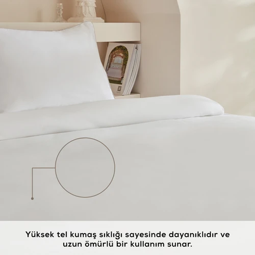 Karaca Home White Collection Vinas 80 Tel %100 Pamuk Çift Kişilik Saten Biyeli Nevresim Takımı Beyaz