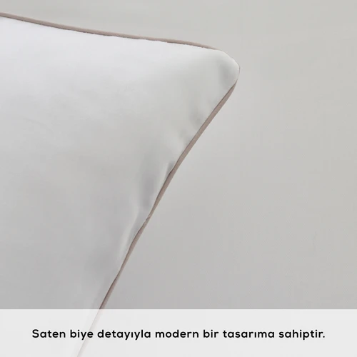 Karaca Home White Collection Vinas 80 Tel %100 Pamuk Çift Kişilik Saten Biyeli Nevresim Takımı Beyaz