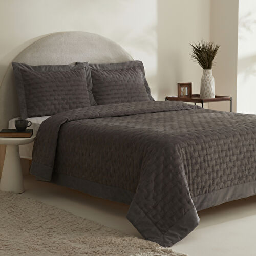 Karaca Home Gilda Çift Kişilik Yatak Örtüsü Seti Gri
