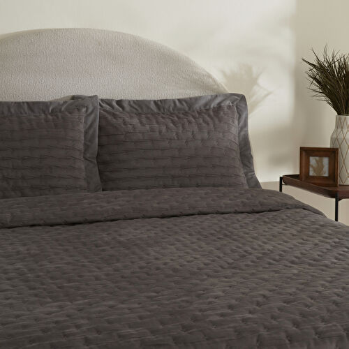 Karaca Home Gilda Çift Kişilik Yatak Örtüsü Seti Gri