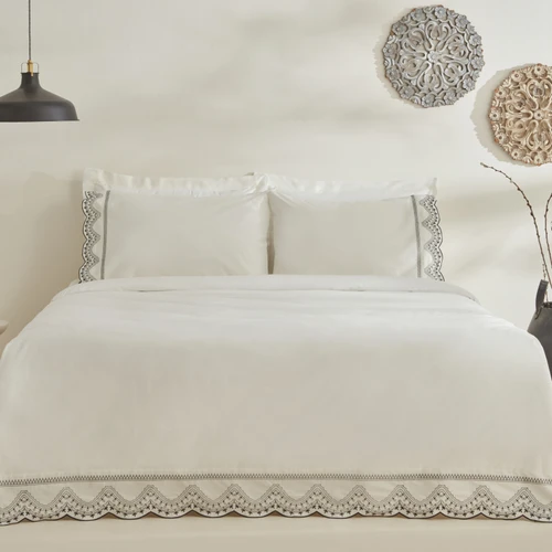 Karaca Home Orvel Çift Kişilik Nakışlı Nevresim Takımı Beyaz 