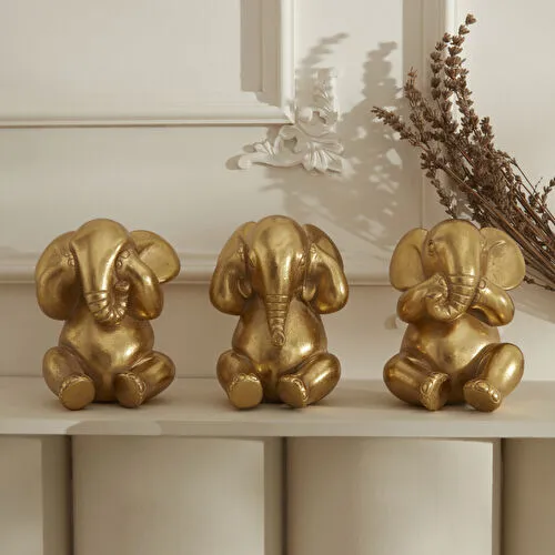 Karaca Home Elephant Biblo Gold 9x9x12 cm Karaca Home Elephant Biblo Gold 9x9x12 cm