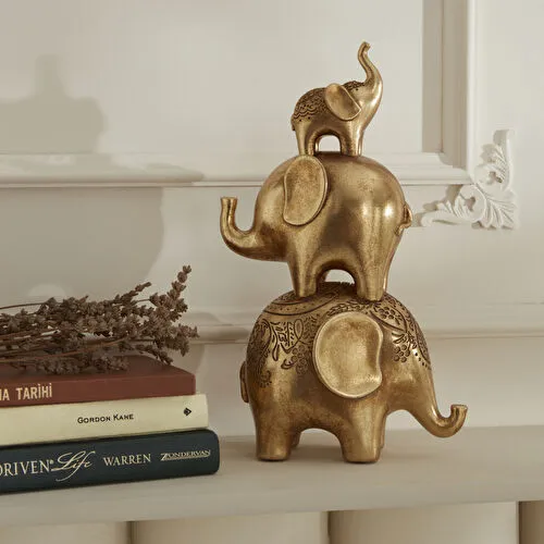 Karaca Home Elephant Biblo Gold 18X10,5X30,3 CM