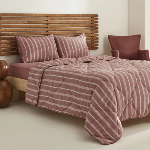 Sarah Anderson Barlet Tek Kişilik Comfort Set/Uyku Seti Çizgili Bordo 