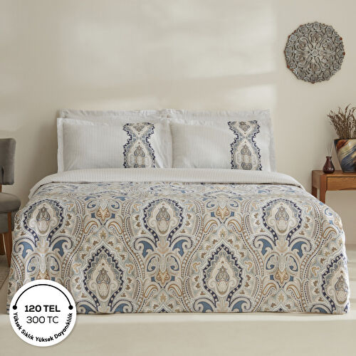 Karaca Home Lemy %100 Pamuk Çift Kişilik Nevresim Takımı Pamuk Saten Mavi